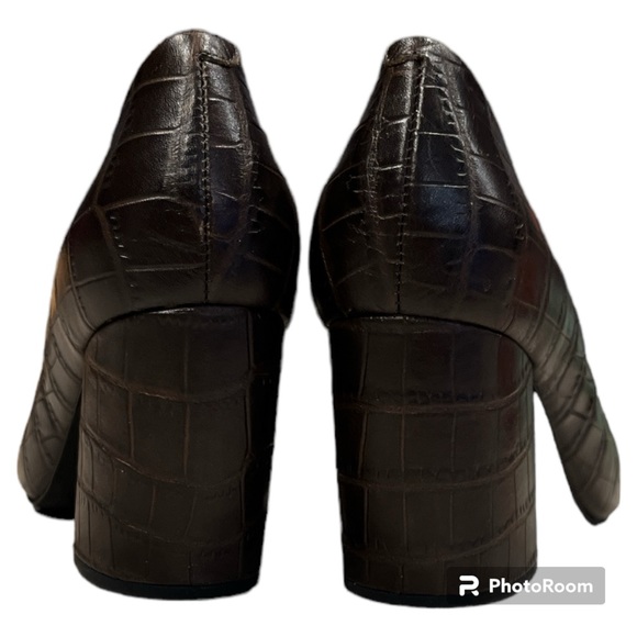 Dark brown croc croco embossed leather pumps Halt by Jeffrey Campbell NEW NIB 8 - Picture 3 of 6